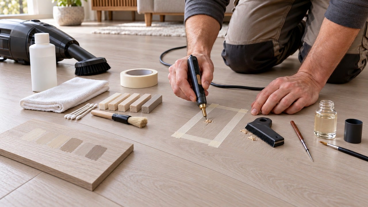 реставрация кварцевого паркета (светлый дуб)